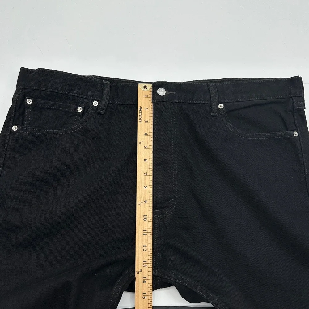 Levis 505 Mens Straight Fit Black Denim Jeans 42x32 Cotton 505-0260